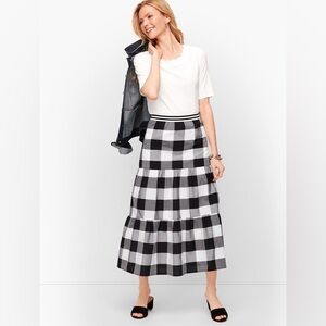 New (Size XL) Talbots Buffalo Check Tiered Midi Skirt